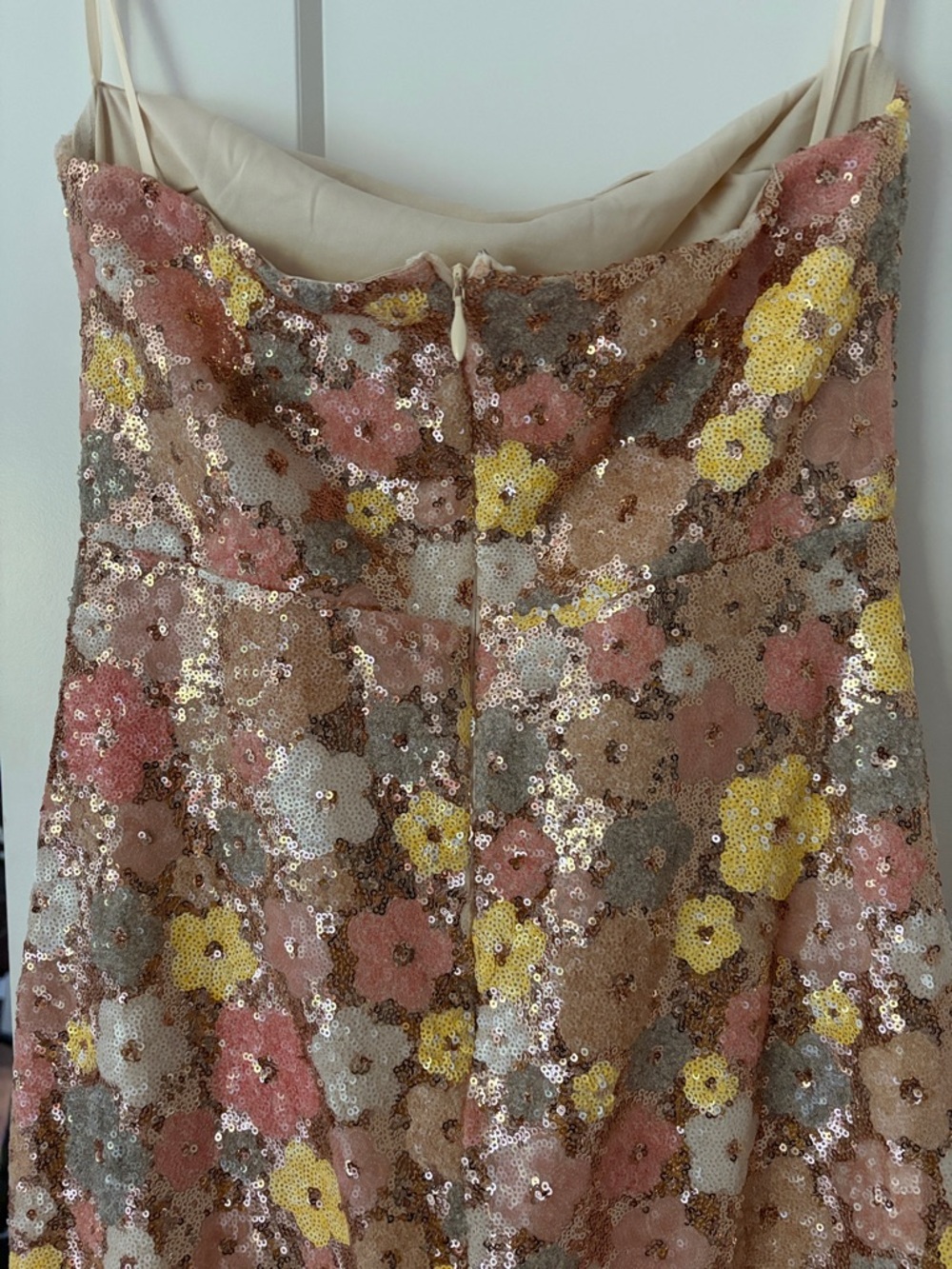 Hello Molly Strapless Floral Lace Mermaid Gown - Pink & Yellow - Picture 4 of 5